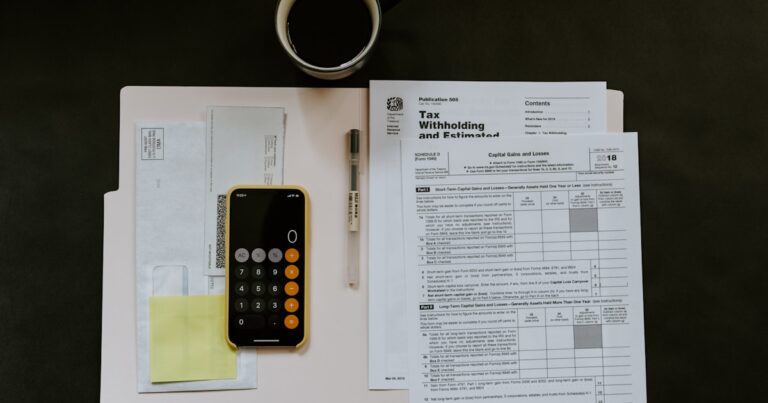 Calculator with financial documents — budgeting and credit planning concept