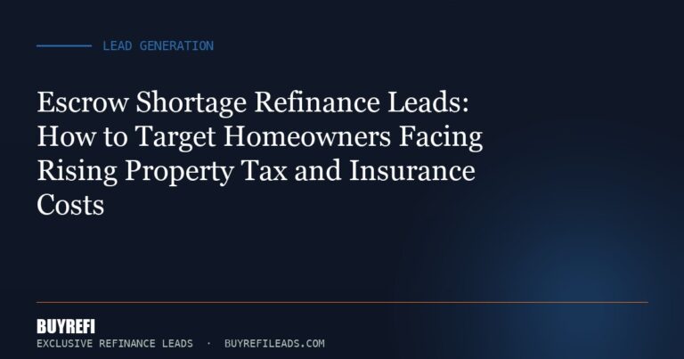 Escrow Shortage Refinance Leads: How to Target Homeowners Facing Rising Property Tax and Insurance Costs