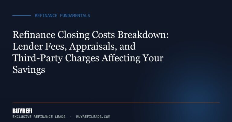 Refinance Closing Costs Breakdown: Lender Fees, Appraisals, and Third-Party Charges Affecting Your Savings