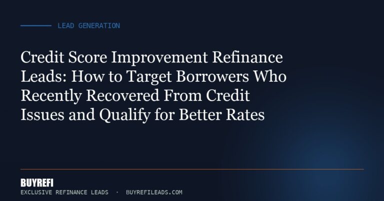 Credit Score Improvement Refinance Leads: How to Target Borrowers Who Recently Recovered From Credit Issues and Qualify fo...