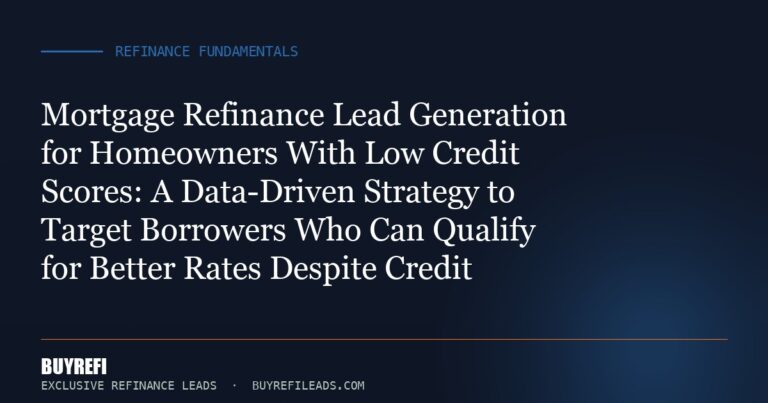 Mortgage Refinance Lead Generation for Homeowners With Low Credit Scores: A Data-Driven Strategy to Target Borrowers Who C...