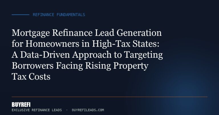 Mortgage Refinance Lead Generation for Homeowners in High-Tax States: A Data-Driven Approach to Targeting Borrowers Facing...