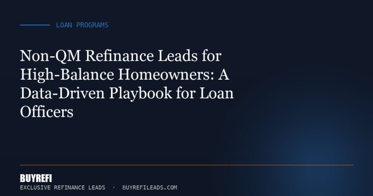 Non-QM Refinance Leads for High-Balance Homeowners: A Data-Driven Playbook for Loan Officers