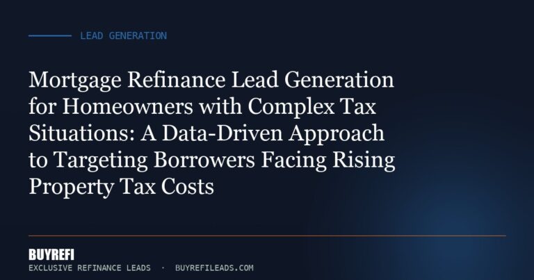 Mortgage Refinance Lead Generation for Homeowners with Complex Tax Situations: A Data-Driven Approach to Targeting Borrowe...
