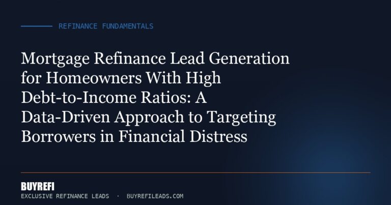 Mortgage Refinance Lead Generation for Homeowners With High Debt-to-Income Ratios: A Data-Driven Approach to Targeting Bor...