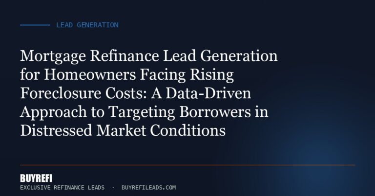 Mortgage Refinance Lead Generation for Homeowners Facing Rising Foreclosure Costs: A Data-Driven Approach to Targeting Bor...
