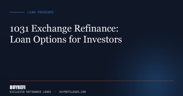 1031 Exchange Refinance: Loan Options for Investors